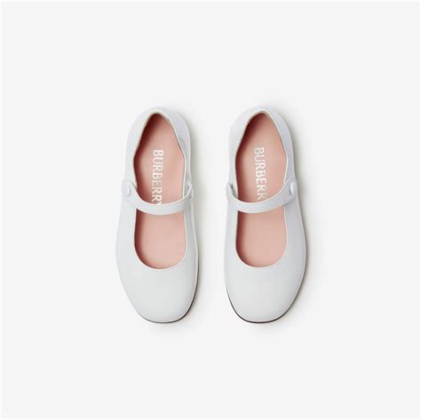 Leather Mary Jane Flats in Optic white 